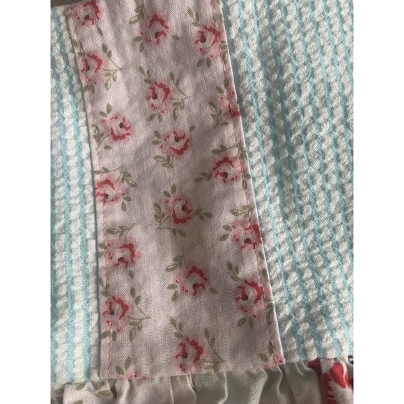 Girls Handmade Twirl Knit Dress Multi Fabric Size 8 Dress Tie Back Cap Sleeves - Picture 7 of 9